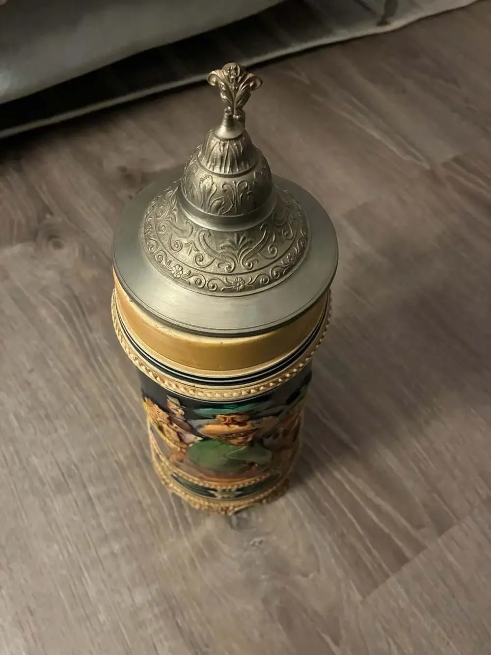 Vintage German Musical Box Souvenir Lidded Beer Stein Famous Cities of Germany